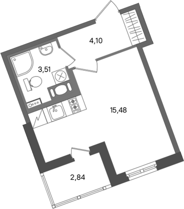 Квартира студия 23.09 м², 10/11 эт., ЖК «ПАТИО. Уютный квартал»